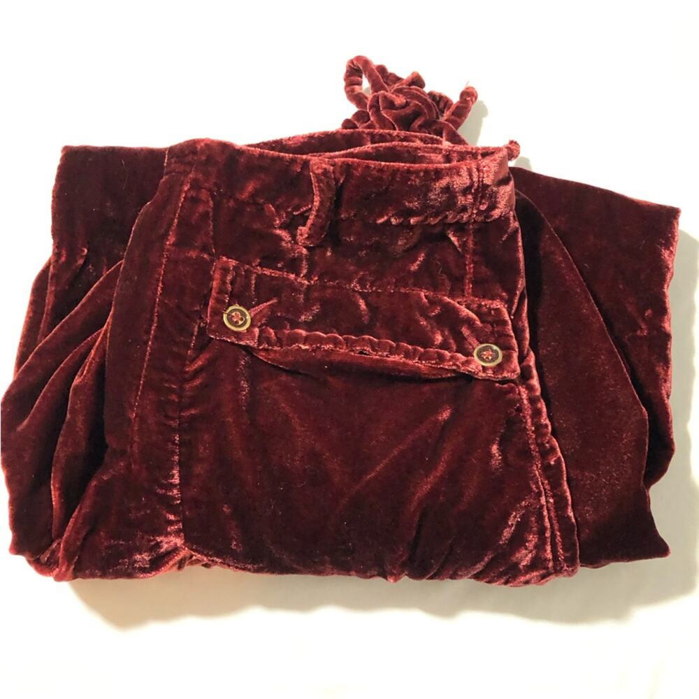 Free People Lotus Velvet garnet red pants balloon-style cinched tie ankles 27 - Picture 12 of 12